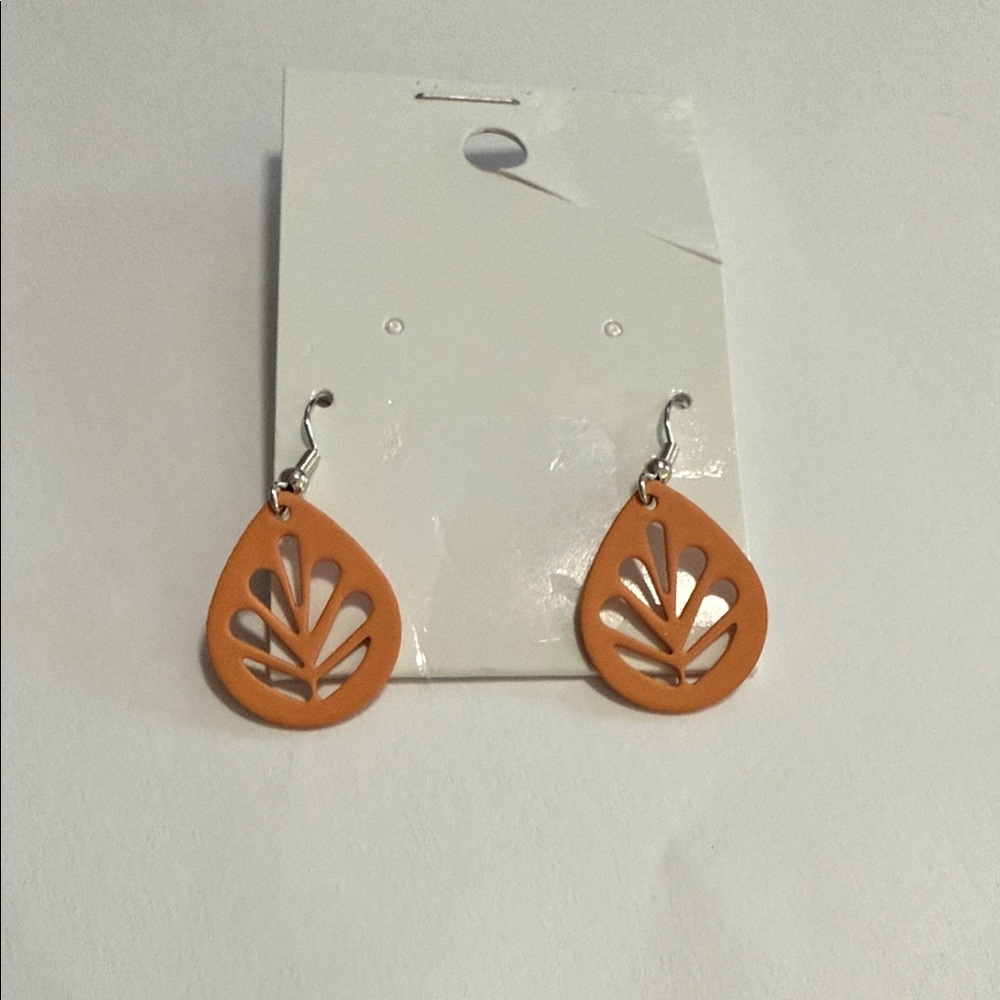 Orange Leaf Drop Earrings